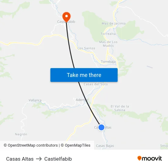 Casas Altas to Castielfabib map