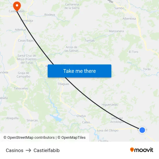 Casinos to Castielfabib map