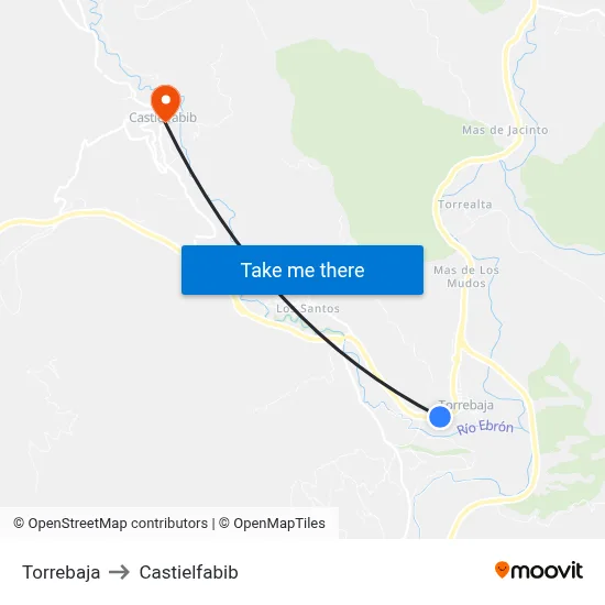 Torrebaja to Castielfabib map