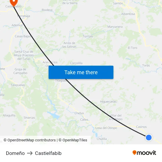 Domeño to Castielfabib map