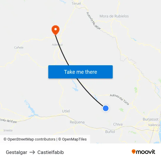 Gestalgar to Castielfabib map