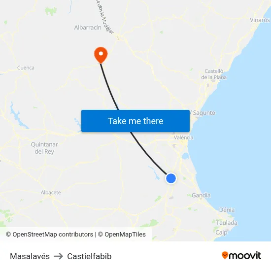 Masalavés to Castielfabib map