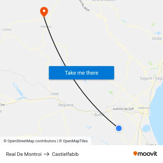 Real De Montroi to Castielfabib map