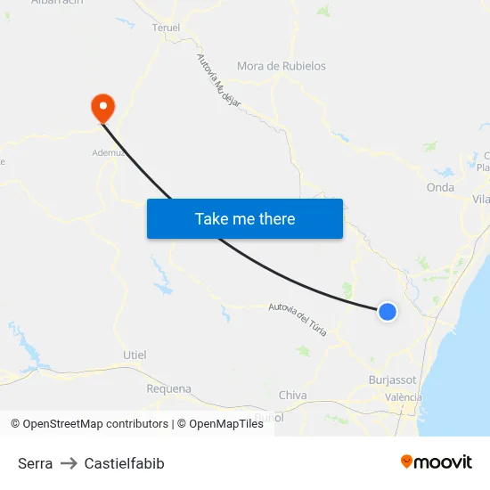 Serra to Castielfabib map