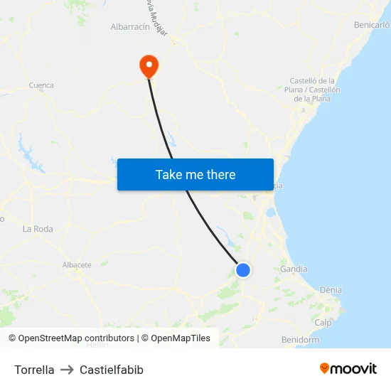 Torrella to Castielfabib map