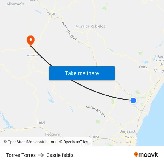 Torres Torres to Castielfabib map