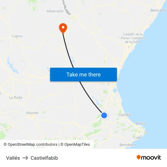 Vallés to Castielfabib map