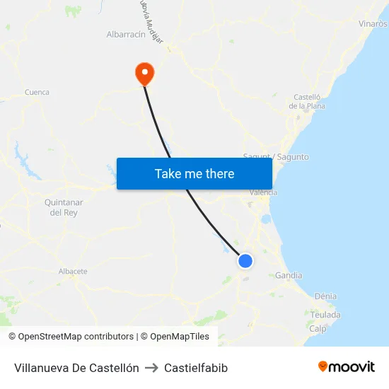 Villanueva De Castellón to Castielfabib map