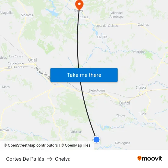 Cortes De Pallás to Chelva map