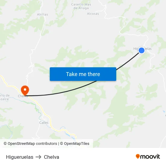 Higueruelas to Chelva map