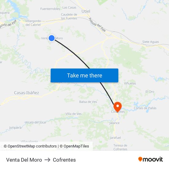 Venta Del Moro to Cofrentes map