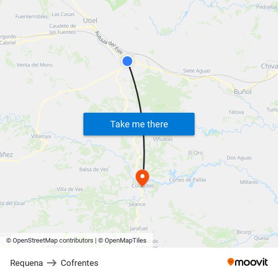 Requena to Cofrentes map