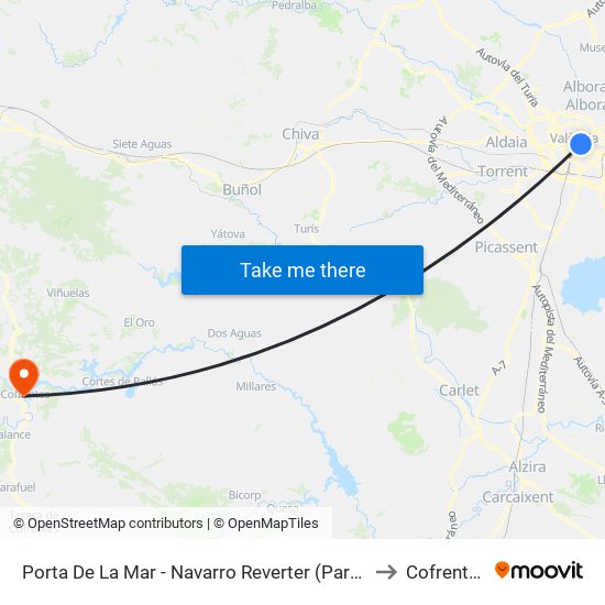 Porta De La Mar - Navarro Reverter (Parell) to Cofrentes map