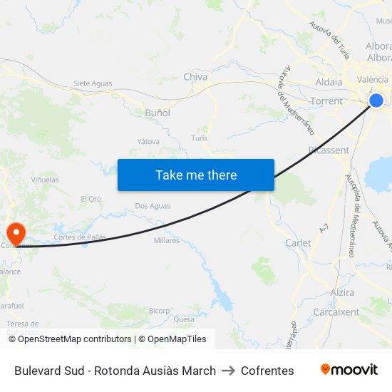 Bulevard Sud - Rotonda Ausiàs March to Cofrentes map