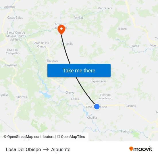 Losa Del Obispo to Alpuente map