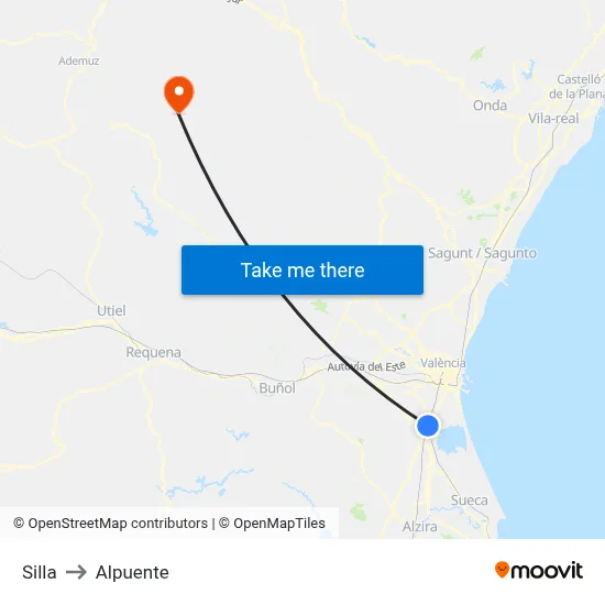 Silla to Alpuente map