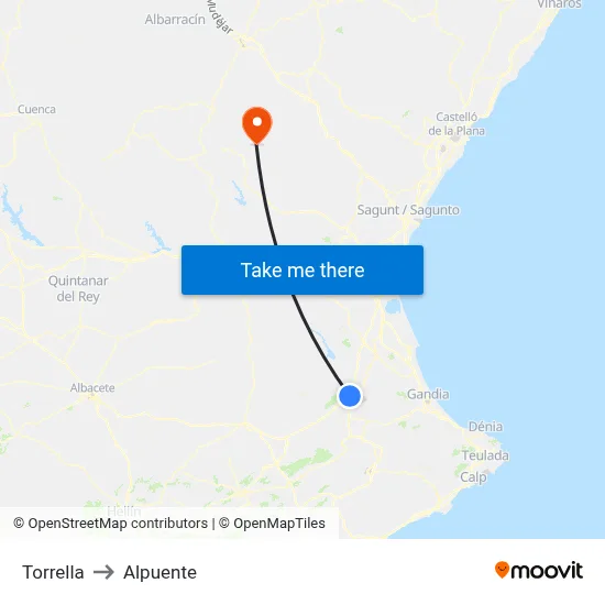 Torrella to Alpuente map