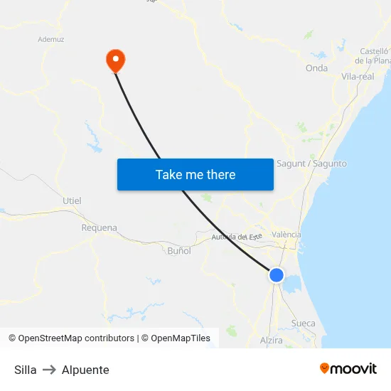 Silla to Alpuente map