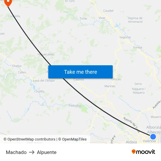 Machado to Alpuente map