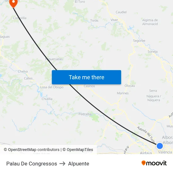 Palau De Congressos to Alpuente map