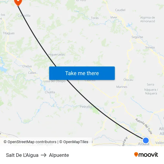 Salt De L'Aigua to Alpuente map