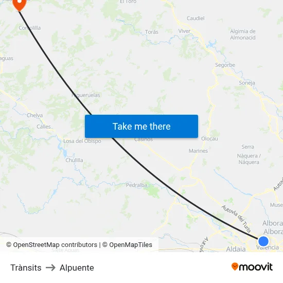 Trànsits to Alpuente map