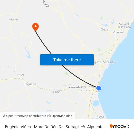 Eugènia Viñes - Mare De Déu Del Sufragi to Alpuente map