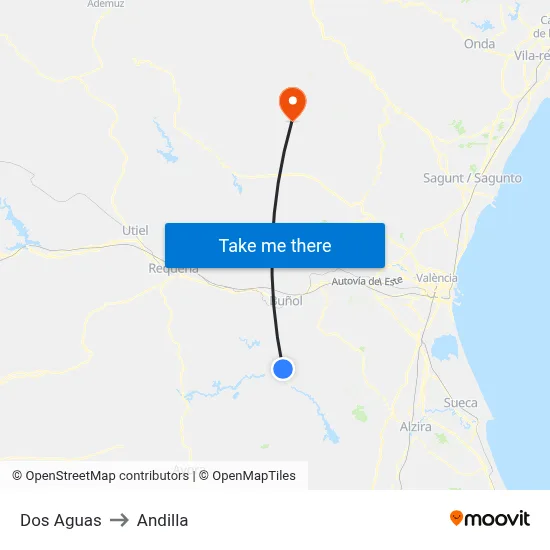 Dos Aguas to Andilla map