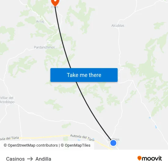 Casinos to Andilla map