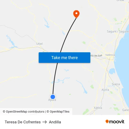 Teresa De Cofrentes to Andilla map
