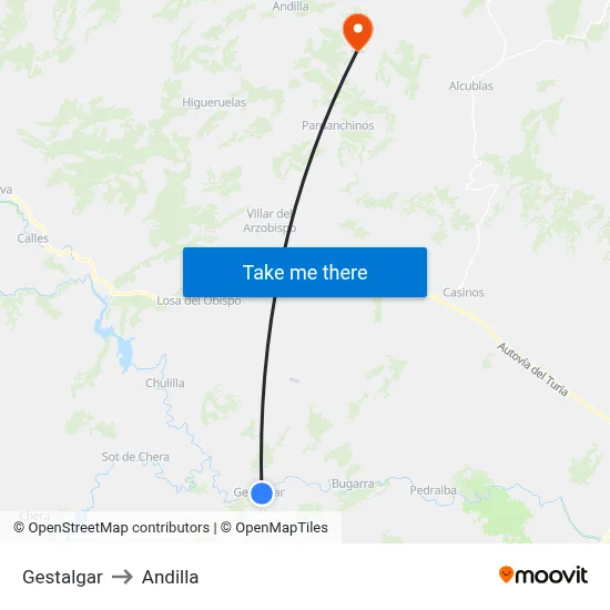 Gestalgar to Andilla map