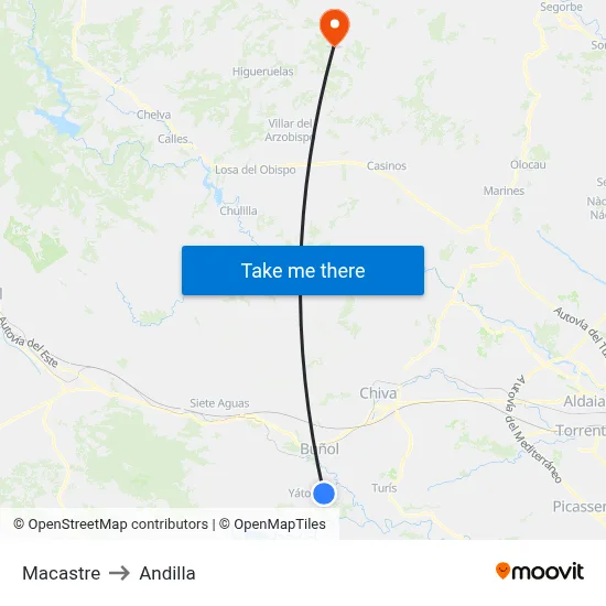Macastre to Andilla map