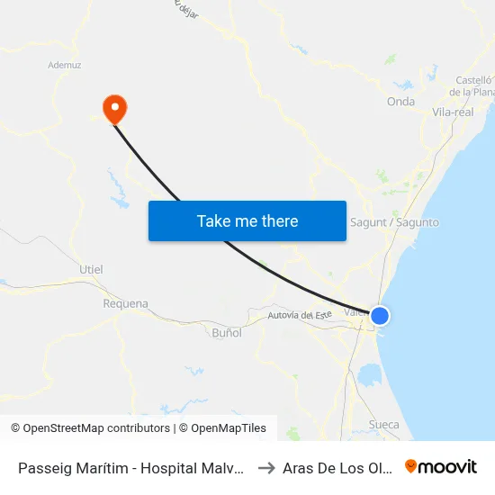Passeig Marítim - Hospital Malva-Rosa to Aras De Los Olmos map