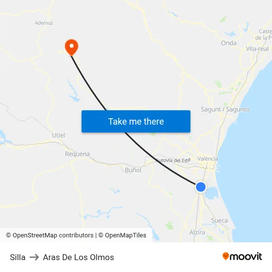 Silla to Aras De Los Olmos map