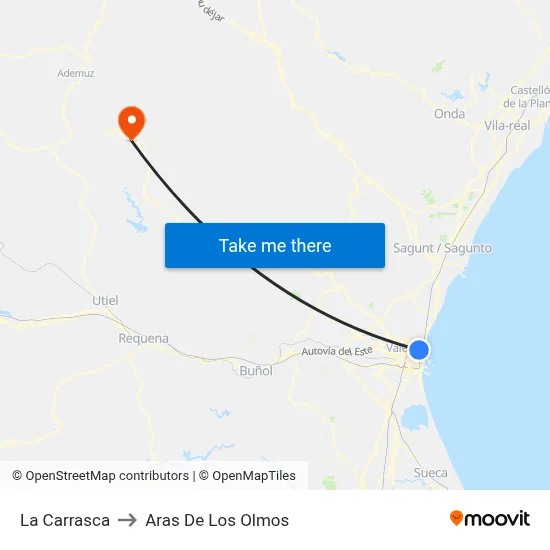 La Carrasca to Aras De Los Olmos map