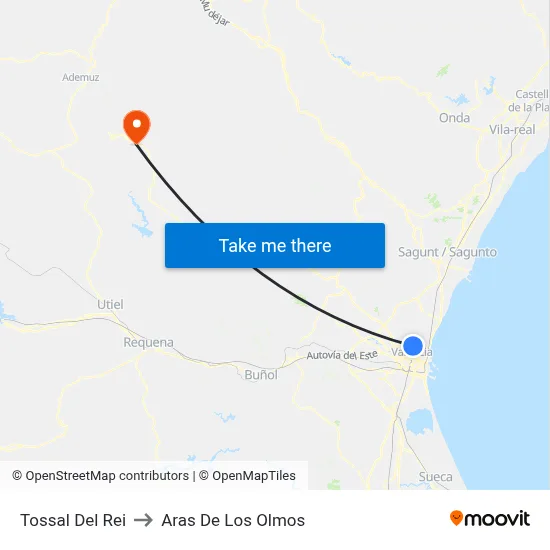 Tossal Del Rei to Aras De Los Olmos map