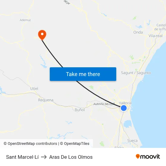 Sant Marcel·Lí to Aras De Los Olmos map