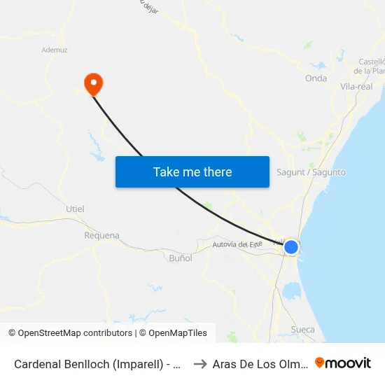 Cardenal Benlloch (Imparell) - Port to Aras De Los Olmos map