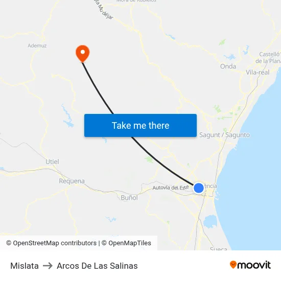 Mislata to Arcos De Las Salinas map