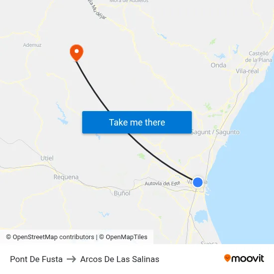 Pont De Fusta to Arcos De Las Salinas map