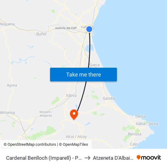 Cardenal Benlloch (Imparell) - Port to Atzeneta D'Albaida map