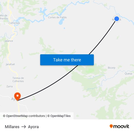 Millares to Ayora map