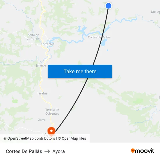 Cortes De Pallás to Ayora map