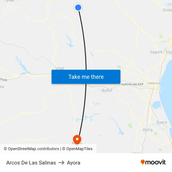 Arcos De Las Salinas to Ayora map