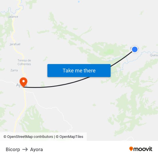 Bicorp to Ayora map