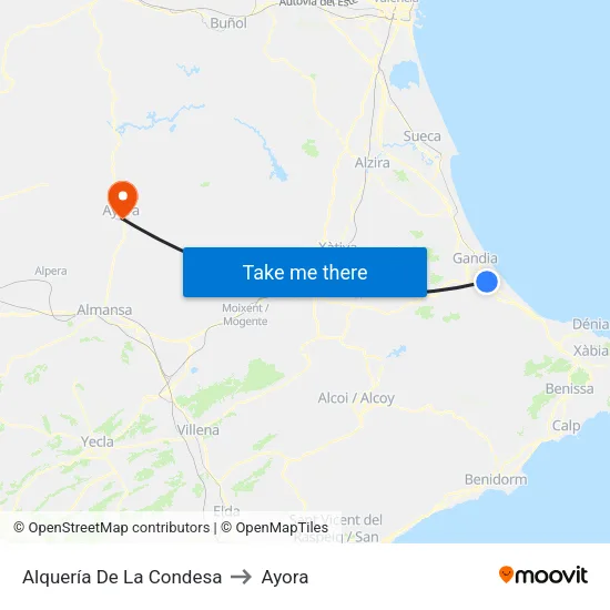 Alquería De La Condesa to Ayora map