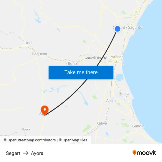 Segart to Ayora map