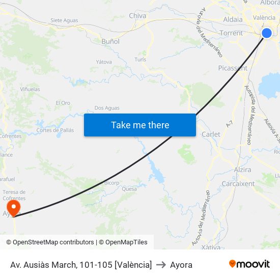 Av. Ausiàs March, 101-105 [València] to Ayora map
