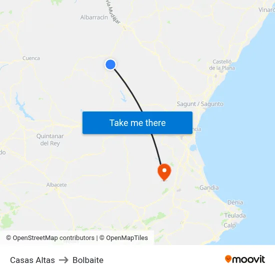 Casas Altas to Bolbaite map