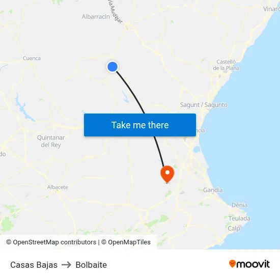 Casas Bajas to Bolbaite map